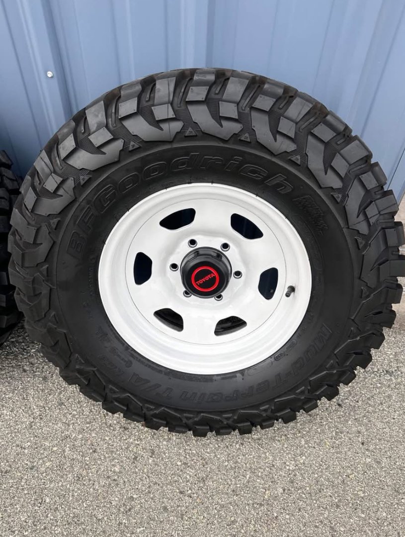 OEM Toyota Pickup 4x4 Steel Wheels Set (1979–1983) w/ BFGoodrich KM3 Mud-Terrain Tires - Image 3