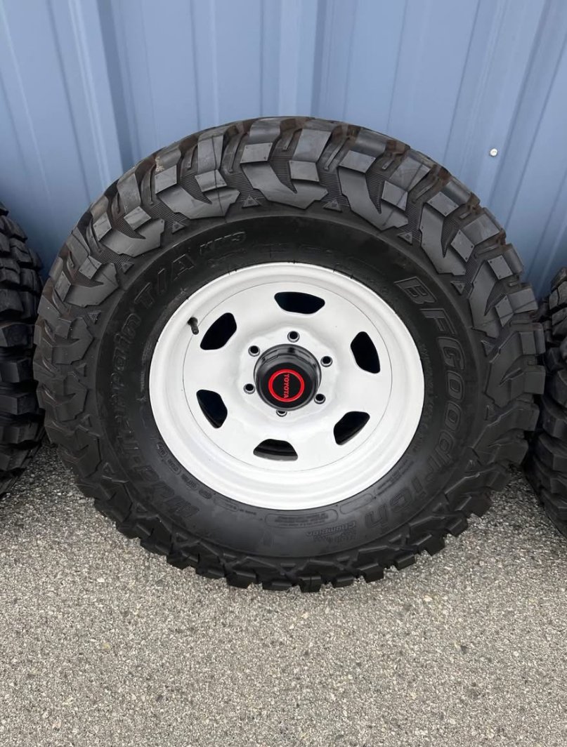 OEM Toyota Pickup 4x4 Steel Wheels Set (1979–1983) w/ BFGoodrich KM3 Mud-Terrain Tires - Image 4